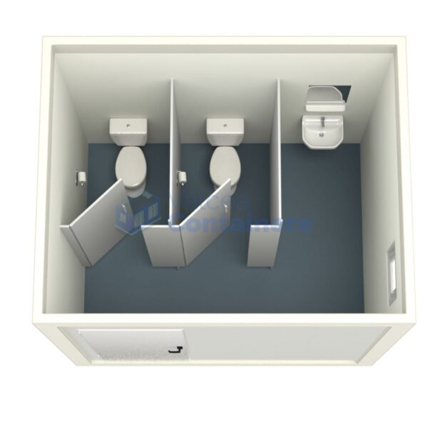 container sanitar valcea 3metri 2wc alb