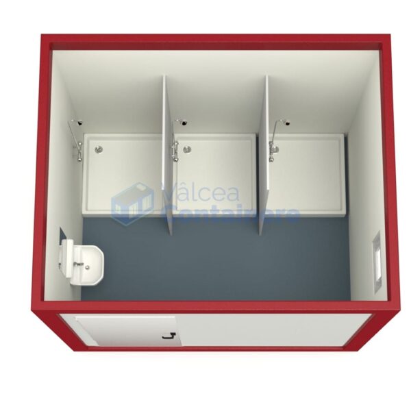 container sanitar valcea 3metri 3dusuri rosu