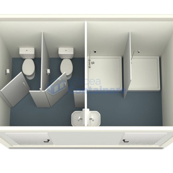 container sanitar valcea 4metri 2dusuri 2wc alb
