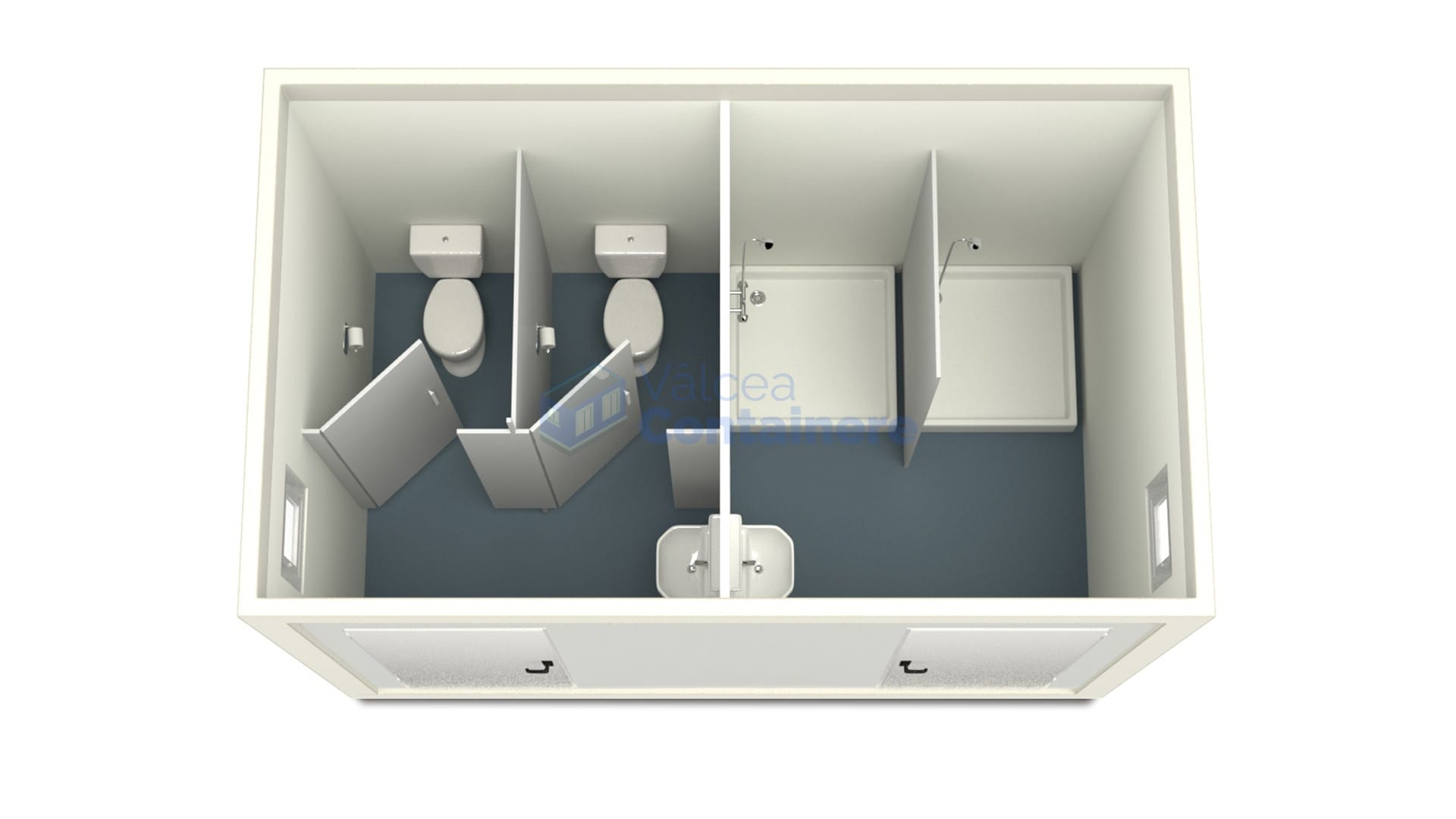 container sanitar valcea 4metri 2dusuri 2wc alb