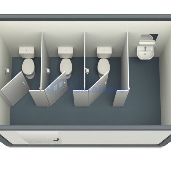 container sanitar valcea 4metri 3wc gri