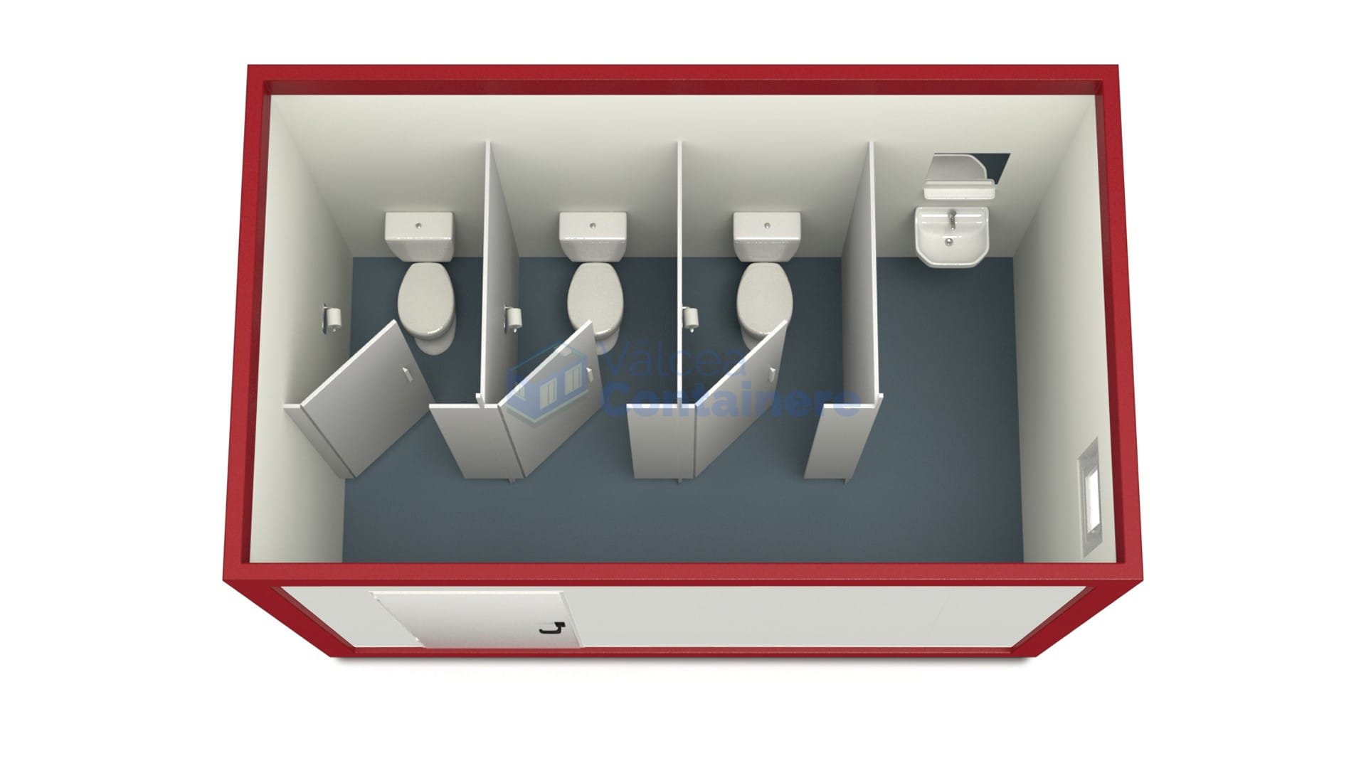 container sanitar valcea 4metri 3wc rosu