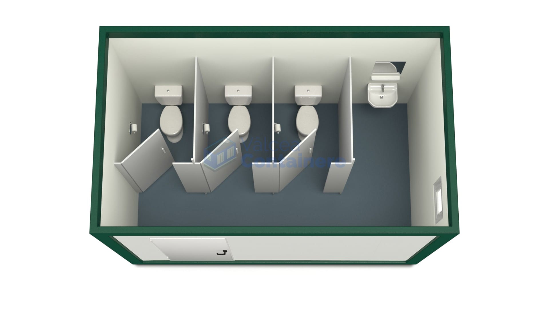 container sanitar valcea 4metri 3wc verde