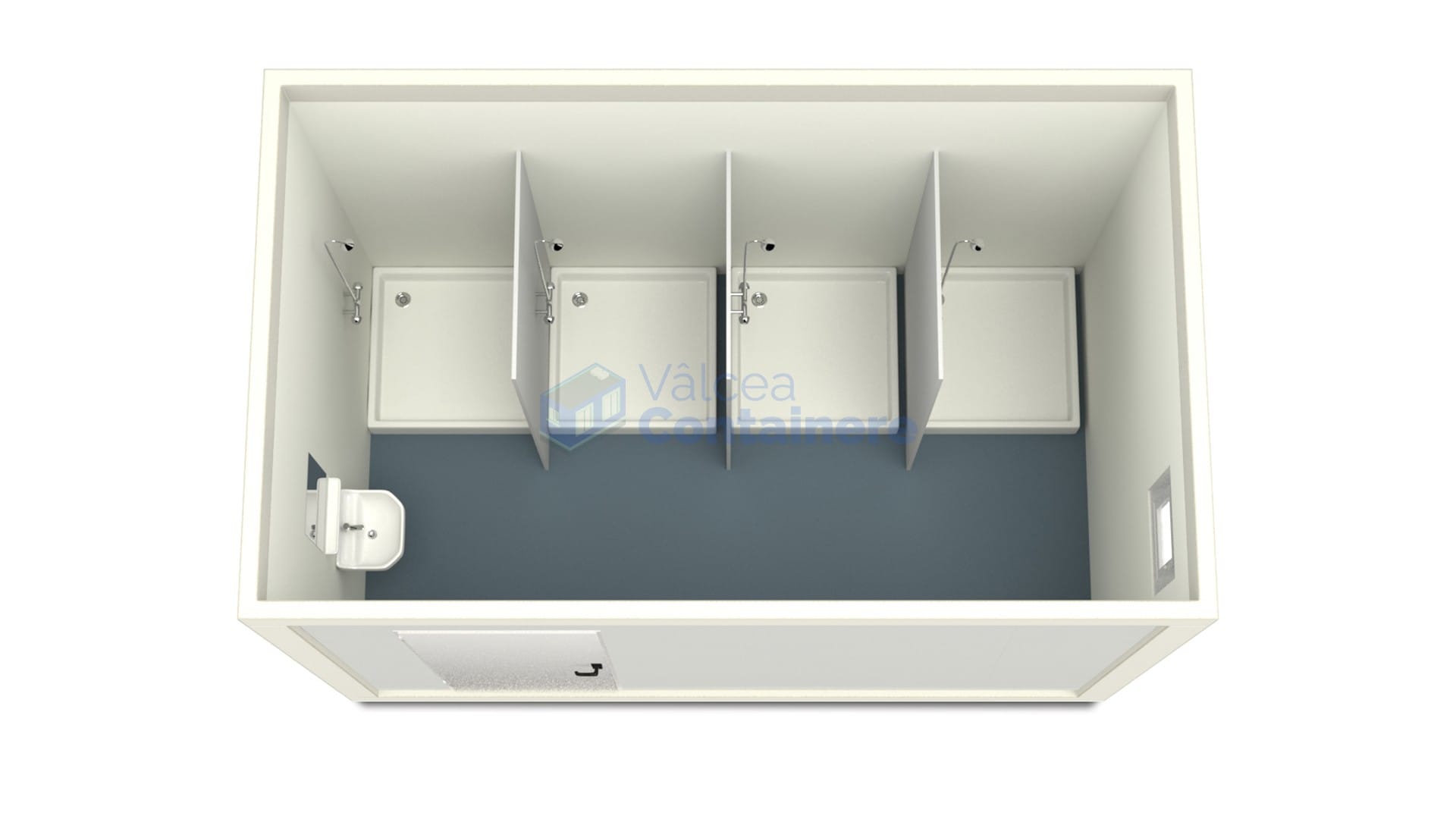 container sanitar valcea 4metri 4dusuri alb