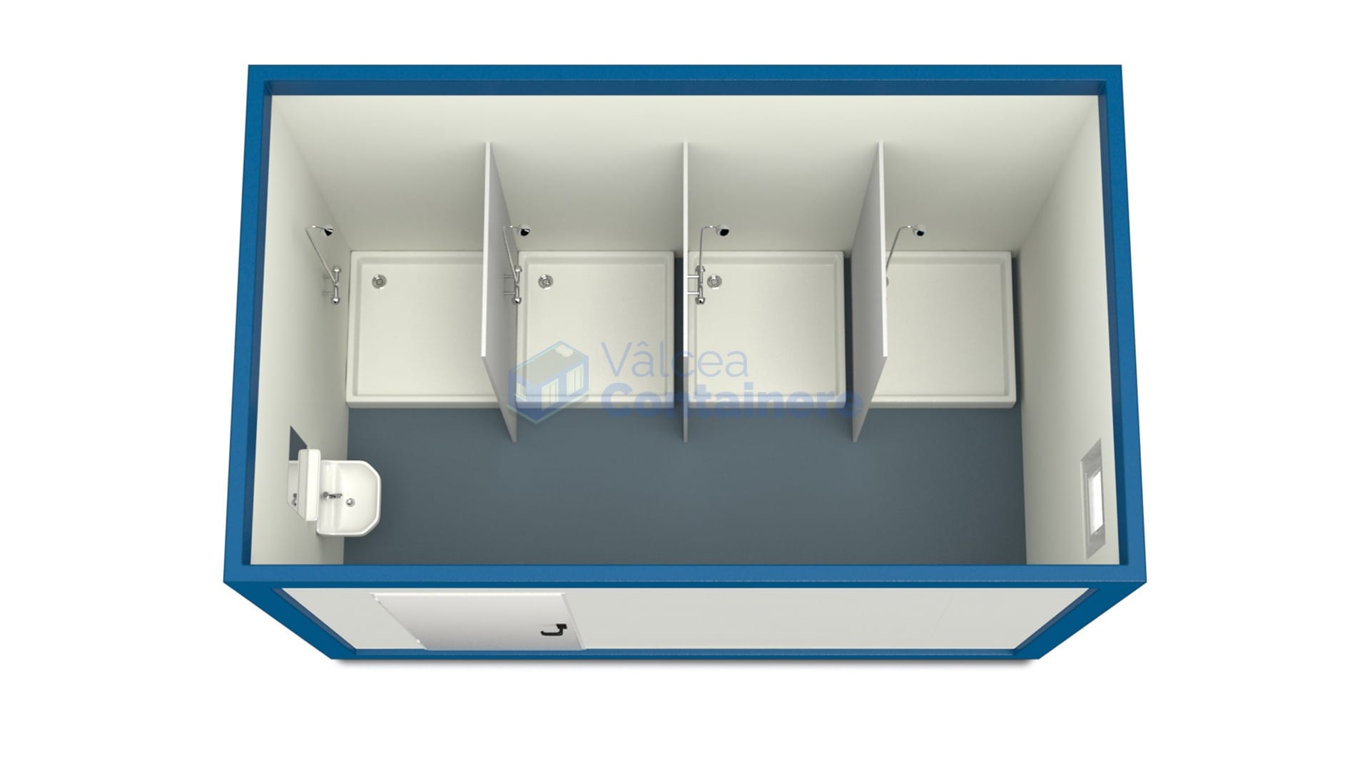 container sanitar valcea 4metri 4dusuri albastru