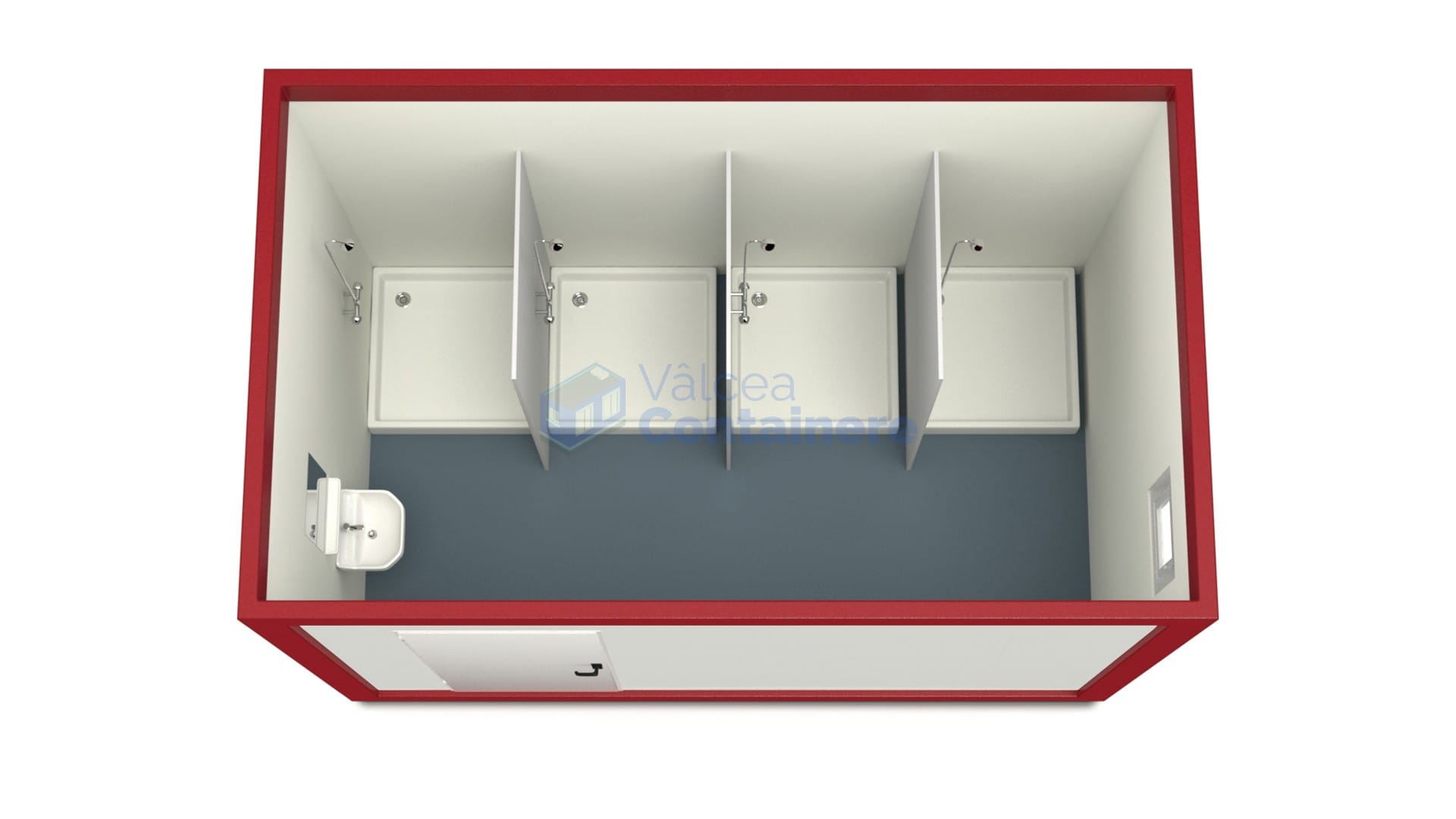 container sanitar valcea 4metri 4dusuri rosu