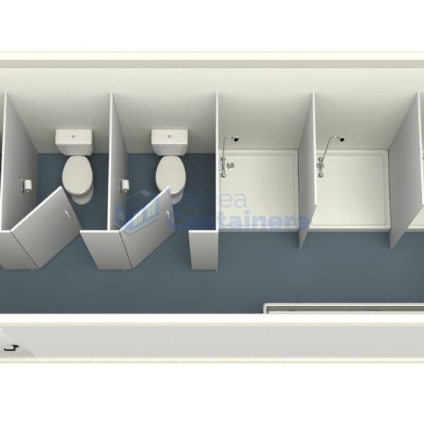 container sanitar valcea 6metri 3dusuri 3wc alb